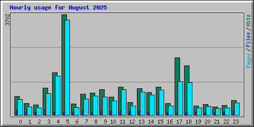Hourly usage for August 2025